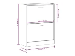 Zapatero gris hormigón 63x24x81 cm Madera de ingeniería