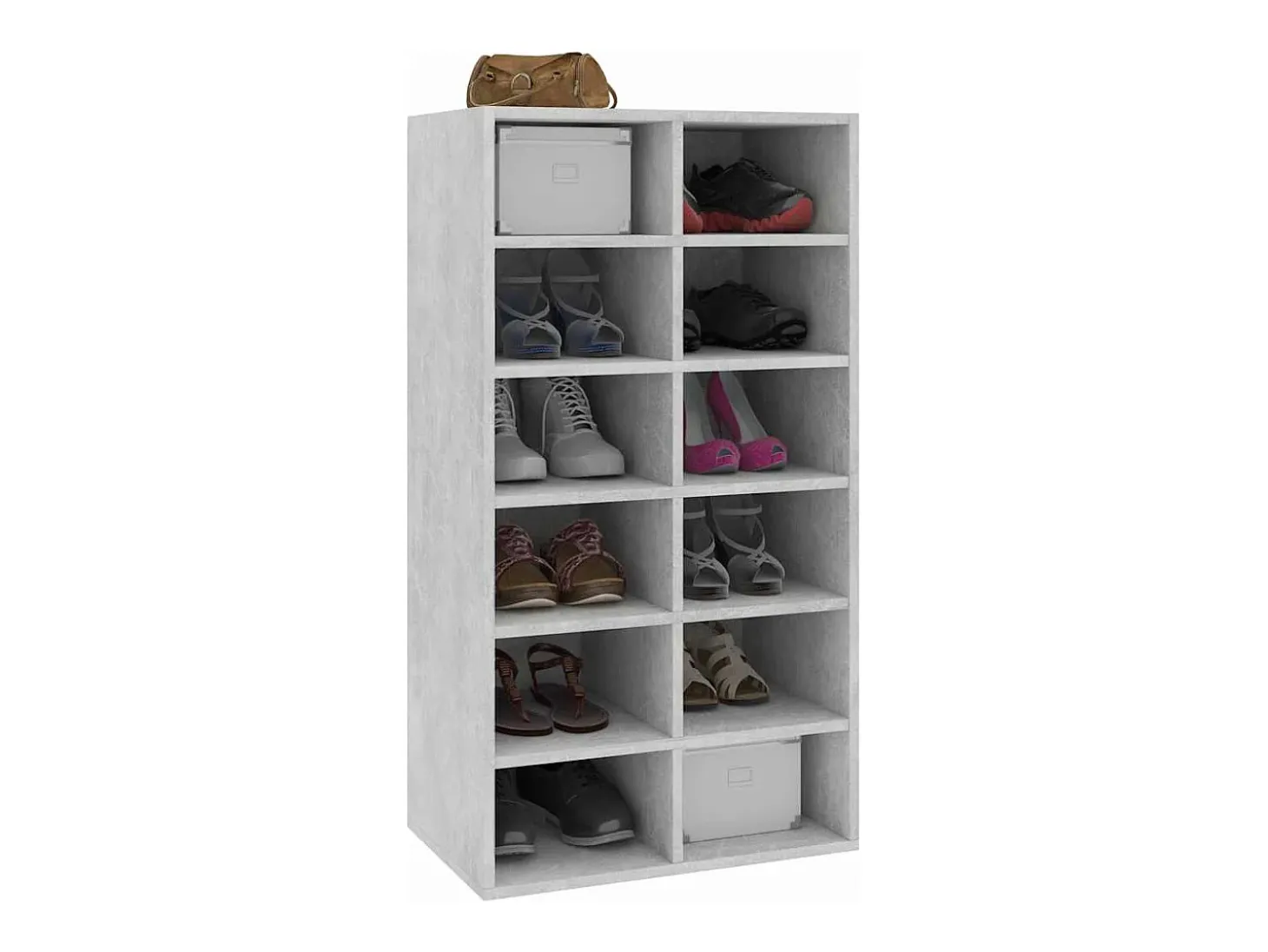 Zapatero Gris Hormigón 54x34x100,5 cm Madera de Ingeniería