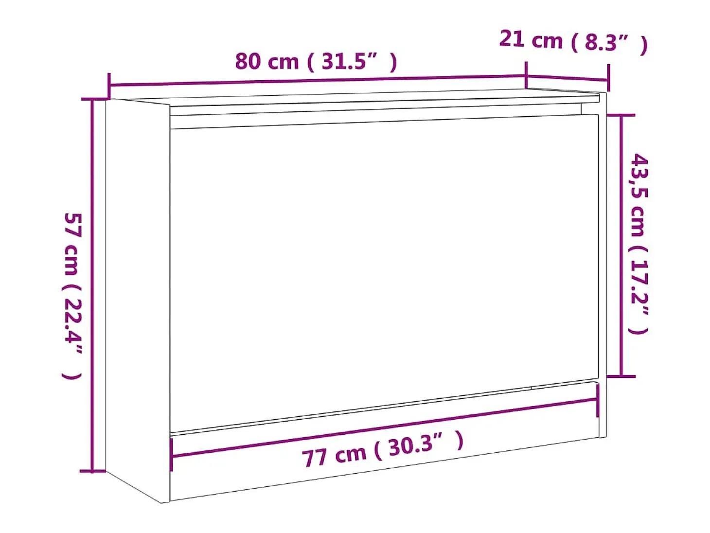 Zapatero gris hormigón 80x21x57 cm madera de ingeniería