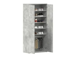 Zapatero gris hormigón 80x39x180 cm fabricado en aglomerado