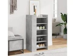Zapatero gris hormigón 52x37,5x100cm madera de ingeniería