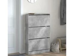 Zapatero gris hormigón 80x21x125,5cm madera de ingeniería