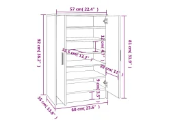Zapatero gris Sonoma 60x35x92 cm Madera de ingeniería