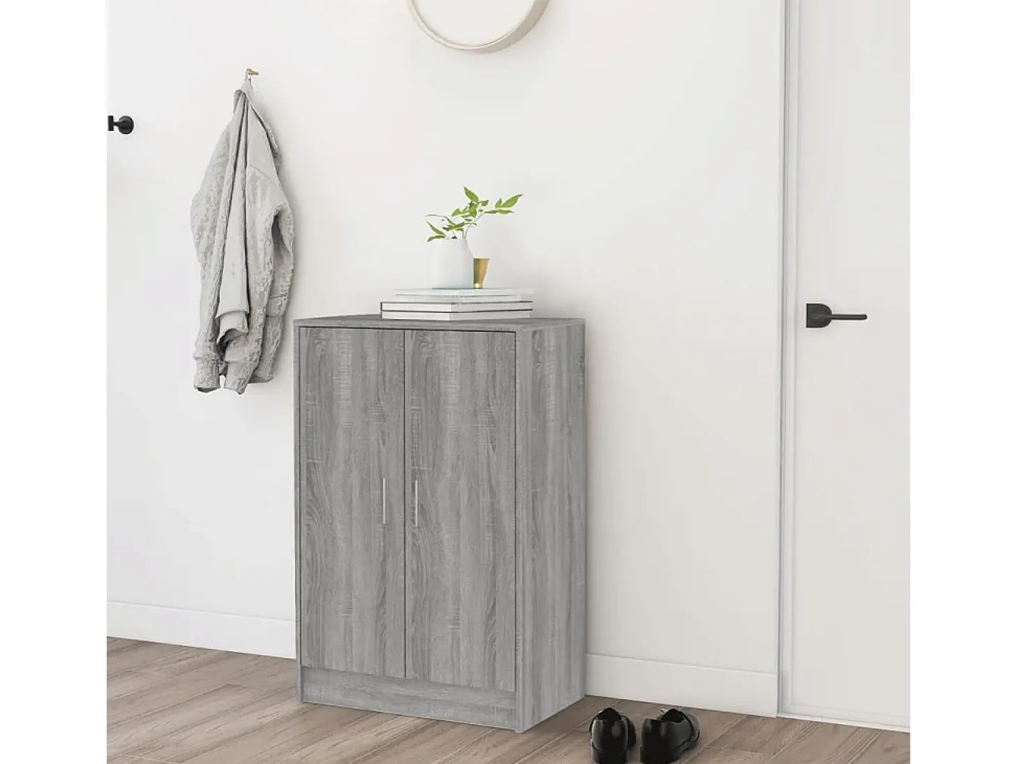 Zapatero gris Sonoma 60x35x92 cm Madera de ingeniería