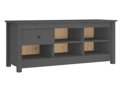 Zapatero gris 110x38x45,5 cm Madera maciza de pino