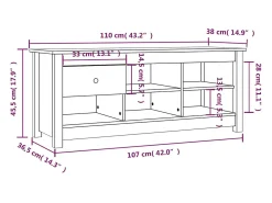 Zapatero gris 110x38x45,5 cm Madera maciza de pino