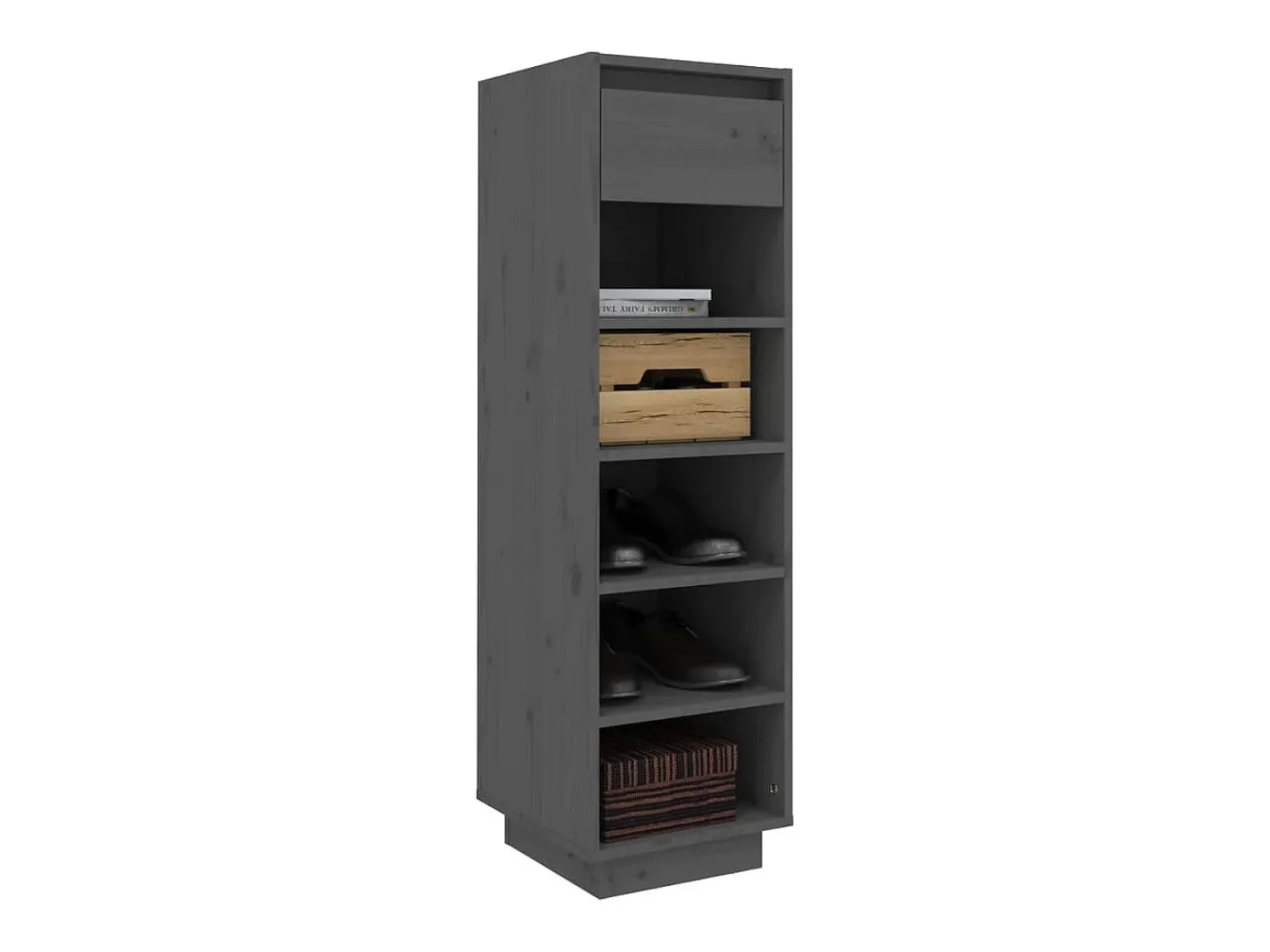 Zapatero gris 30x34x105 cm madera maciza de pino