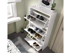 Zapatero Jazz con 3 puertas abatibles blanco brillo 113x61x25 cm