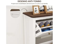 Zapatero Kiwita Homcom 2 cajones abatibles blanco 109x84x29 cm