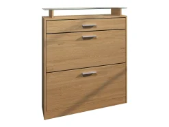 Zapatero Loret – Armario para 16 Pares de Zapatos con 1 Cajón, Estantería para Zapatos en Roble Escandinavo / Roble Escandinavo (89 x 104 x 23 cm)
