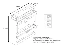 Zapatero Loret – Armario para 16 Pares de Zapatos con 1 Cajón, Estantería para Zapatos en Roble Escandinavo / Roble Escandinavo (89 x 104 x 23 cm)