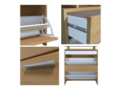 Zapatero Loret – Armario para 16 Pares de Zapatos con 1 Cajón, Estantería para Zapatos en Roble Escandinavo / Roble Escandinavo (89 x 104 x 23 cm)