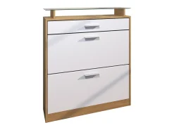 Zapatero Loret – Armario para 16 Pares de Zapatos con 1 Cajón, Estantería para Zapatos en Roble Escandinavo / blanco mate (89 x 104 x 23 cm)