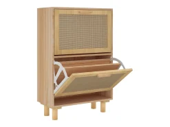 Zapatero madera contrachapada marrón ratán natural 52x25x80 cm ES719527