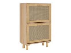 Zapatero madera contrachapada marrón ratán natural 52x25x80 cm ES719527