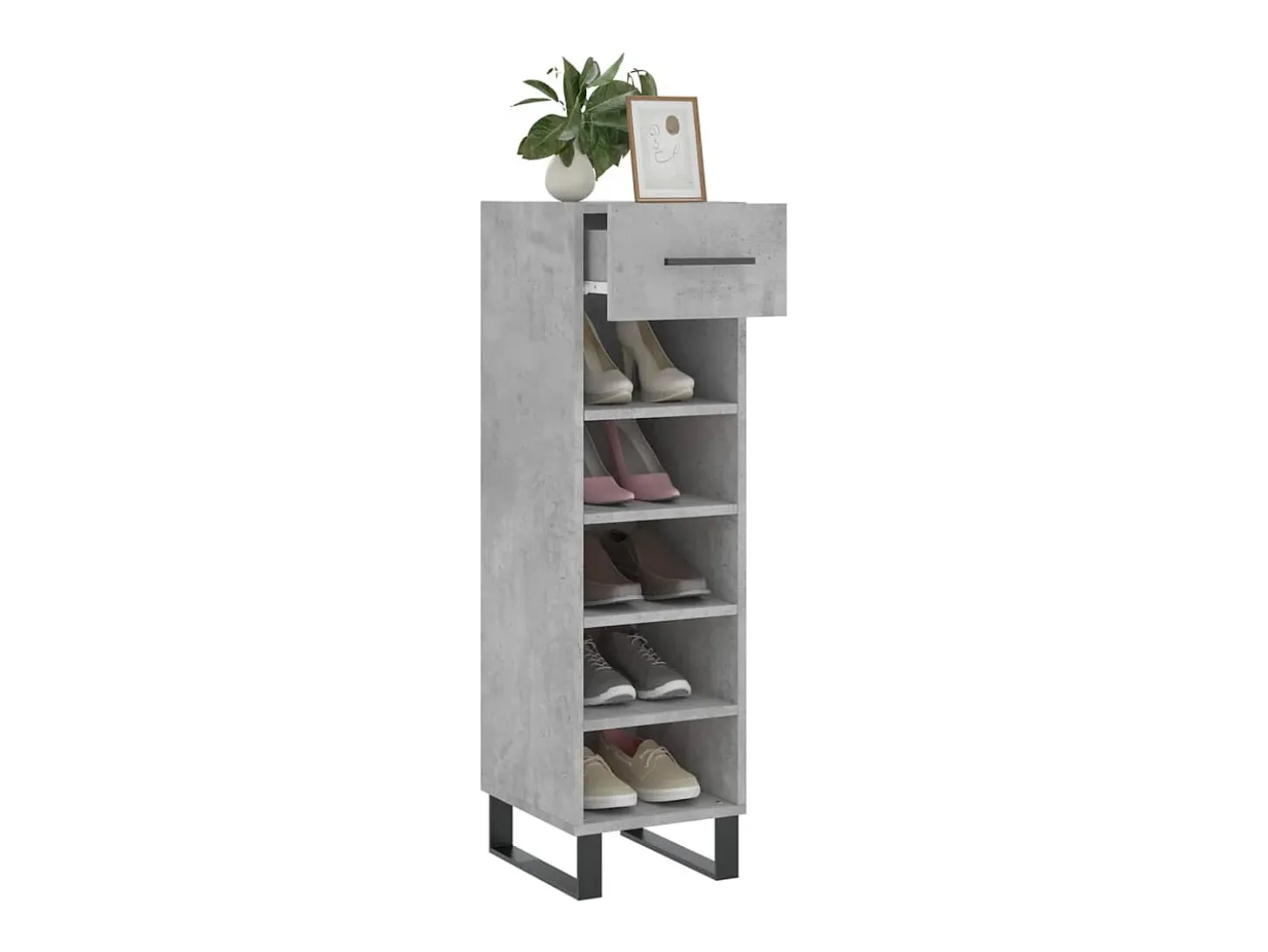 Zapatero madera de ingeniería gris hormigón 30x35x105 cm ES595114