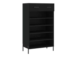 Zapatero madera de ingeniería negro 60x35x105 cm ES254093