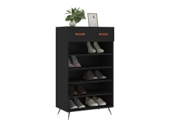 Zapatero madera de ingeniería negro 60x35x105 cm ES276971