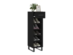 Zapatero madera de ingeniería negro 30x35x105 cm ES144117