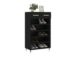 Zapatero madera de ingeniería negro 60x35x105 cm ES549583