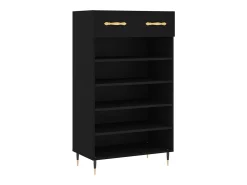 Zapatero madera de ingeniería negro 60x35x105 cm ES549583