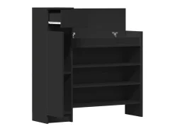 Zapatero madera de ingeniería negro 100,5x28x100 cm ES237884