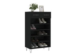 Zapatero madera de ingeniería negro 60x35x105 cm ES332938
