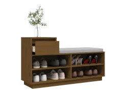 Zapatero marrón miel 110x34x61cm Madera maciza de pino
