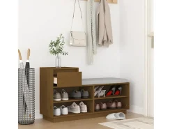 Zapatero marrón miel 110x34x61cm Madera maciza de pino