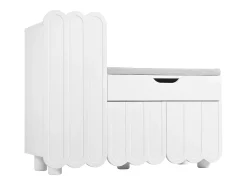Zapatero moderno - 90 x 35 x 74,5 cm - con 3 puertas + 1 cajón + cojín de asiento - MDF - blanco