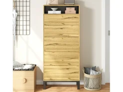 Zapatero moderno - 63 x 24 x 147 cm - con 3 puertas + compartimentos adicionales - MDF - natural