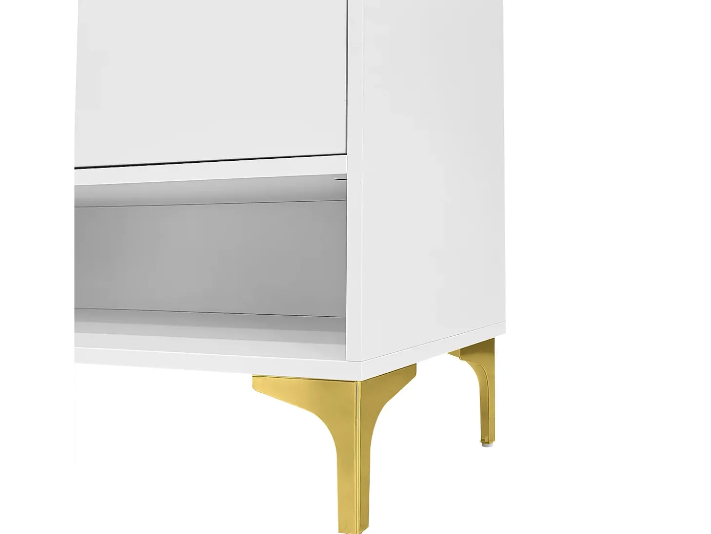 Zapatero moderno blanco con LED y 2 cajones, diseño e iluminación para pasillo