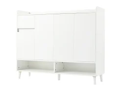 Zapatero moderno con 2 cajones, 4 puertas, estantes regulables, negro (120x24x107 cm)