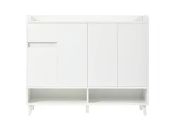 Zapatero moderno con 2 cajones, 4 puertas, estantes regulables, negro (120x24x107 cm)