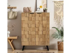 Zapatero moderno con 5 compartimentos, mueble de almacenaje con 2 puertas, color madera