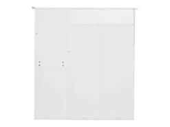 Zapatero moderno con estantes regulables, tiradores dorados, cajones y puertas, blanco (95x24x107,5 cm)