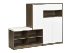 Zapatero multifuncional - con asiento acolchado - gran espacio de almacenamiento - Blanco