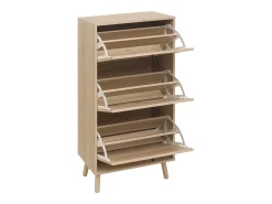 Zapatero natural con 3 puerta basculante y tiradores negros - Ideal para entradas y pasillos