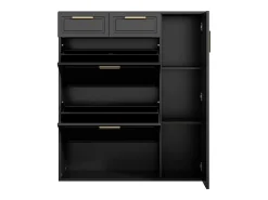 Zapatero negro - Zapatero con 2 cajones y 1 puerta - 2 zapateros plegables - para salón y dormitorio