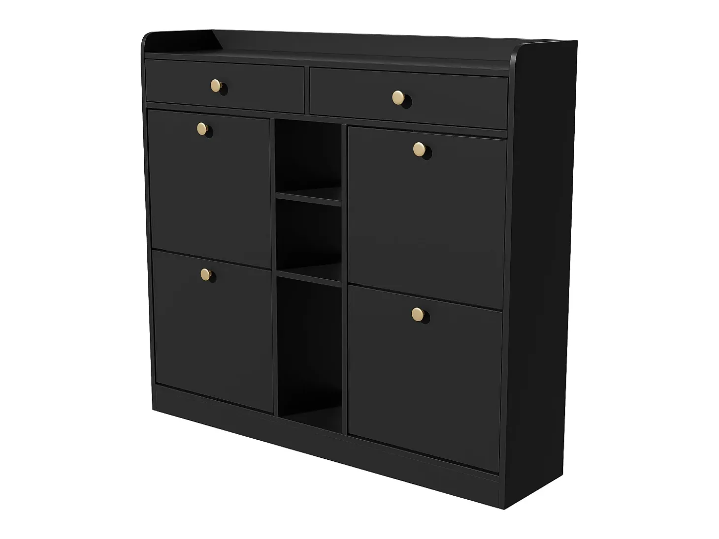 Zapatero negro con 4 puertas basculante y 2 cajones – para entrada y pasillo