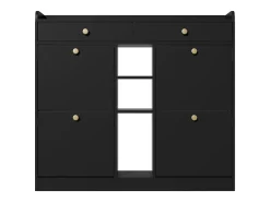 Zapatero negro con 4 puertas basculante y 2 cajones – para entrada y pasillo