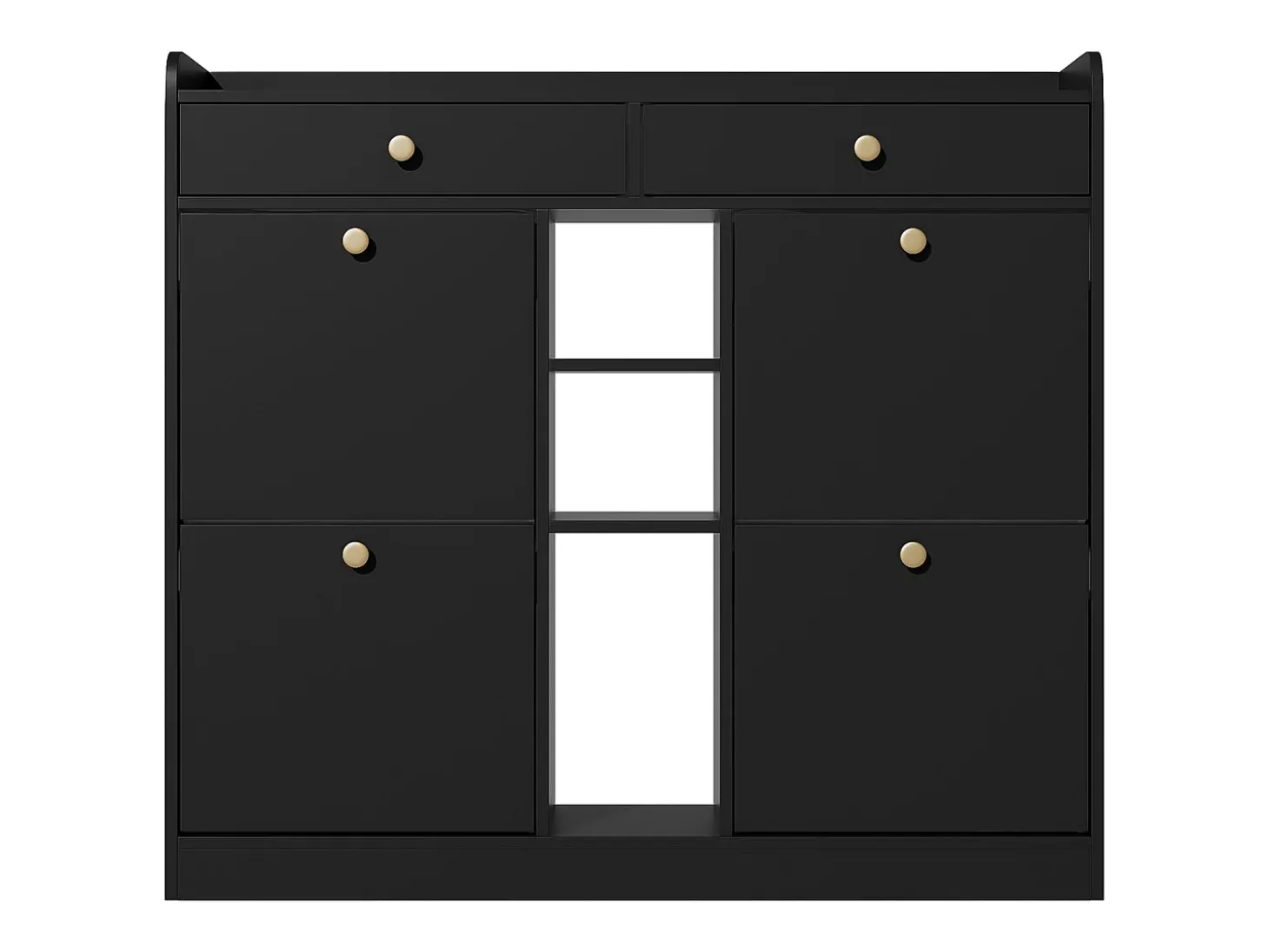 Zapatero negro con 4 puertas basculante y 2 cajones – para entrada y pasillo
