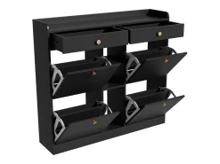 Zapatero negro con 4 puertas basculante y 2 cajones – para entrada y pasillo