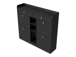 Zapatero negro con 4 puertas basculante y 2 cajones – para entrada y pasillo
