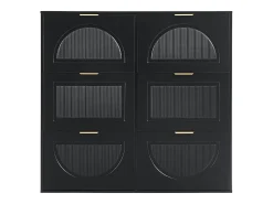 Zapatero negro con 6 puertas abatibles, 118x25x115 cm