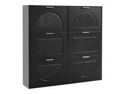 Zapatero negro con 6 puertas abatibles, 118x25x115 cm