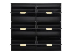 Zapatero negro con 6 puertas abatibles, 118x25x115 cm