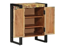 Zapatero negro 30x30x40 cm en madera maciza recuperada y acero