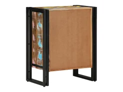 Zapatero negro 30x30x40 cm en madera maciza recuperada y acero