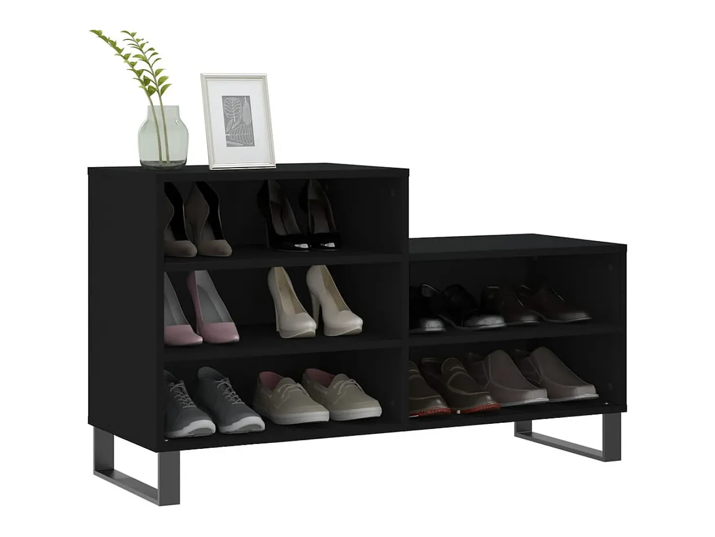 Zapatero negro 102x36x60 cm Madera contrachapada